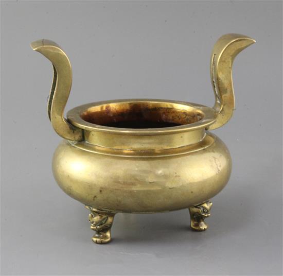 A Chinese bronze ding censer, 19th century, h. 17.5cm, w. 20.5cm